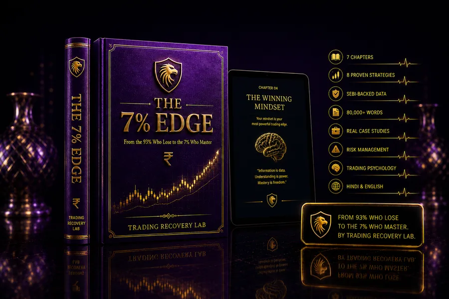 The 7% Edge eBook — purple hardcover with golden eagle shield, 7 chapters